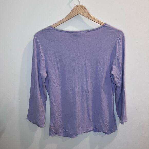 J Jill Womens Purple V-Neck, Flower Embroidered Neck Line Size Small, Fairy, y2k - Picture 2 of 5